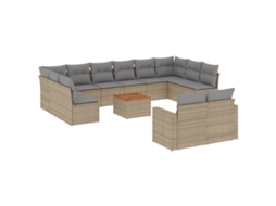 Conjunto de 13 Sofás Jardim C/ Almofadões Vime Pe Bege Misturado MAISON EXCLUSIVE (13 pcs)