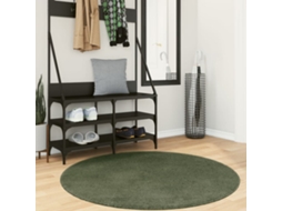 Vidaxl Tapete Pelo Curto Macio E Lavável Huarte Ø 120cm Verde-floresta