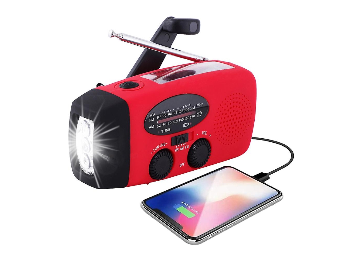Rádio De Emergência Solar Am/fm Noaa/wb Com Manivela, 2000mah, Modelo 2023. Brilvibera