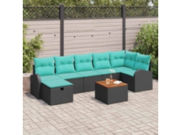 Vidaxl Conjunto De Sofá De Jardim 8 Unid. Preto Rattan Sintético