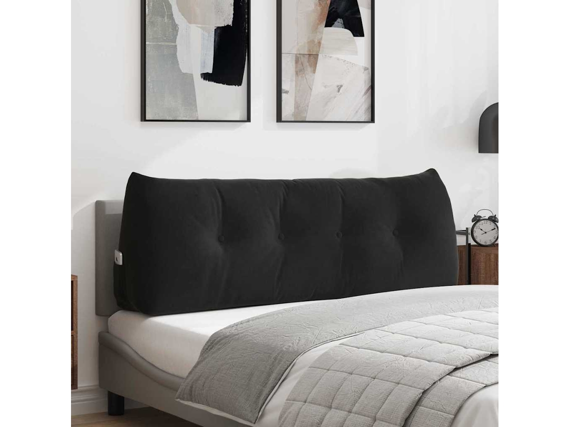 Vidaxl Travesseiro Para Costas Preto 140 X 24 X 50 Cm Veludo