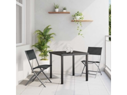 Vidaxl Conjunto de Jantar para Jardim 3 Pcs Preto Aço Revestido a Pó