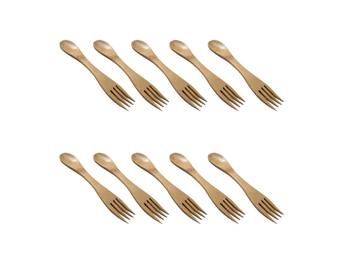 10 Unidades De Garfo De Bambu Allinless