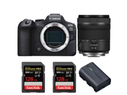 Eos R6 Mark Ii + Rf 15 30mm F/4.5 6.3 Is Stm + 2 Sandisk 128gb Uhs ii 300mb/s + 1 Canon Lp e6nh + Ebook “20 Dicas para Fotos Que Impressionam” CANON