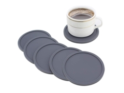 Conjunto de 6 Porta copos AQUAFORGE de silicone antiderrapantes e laváveis cinza