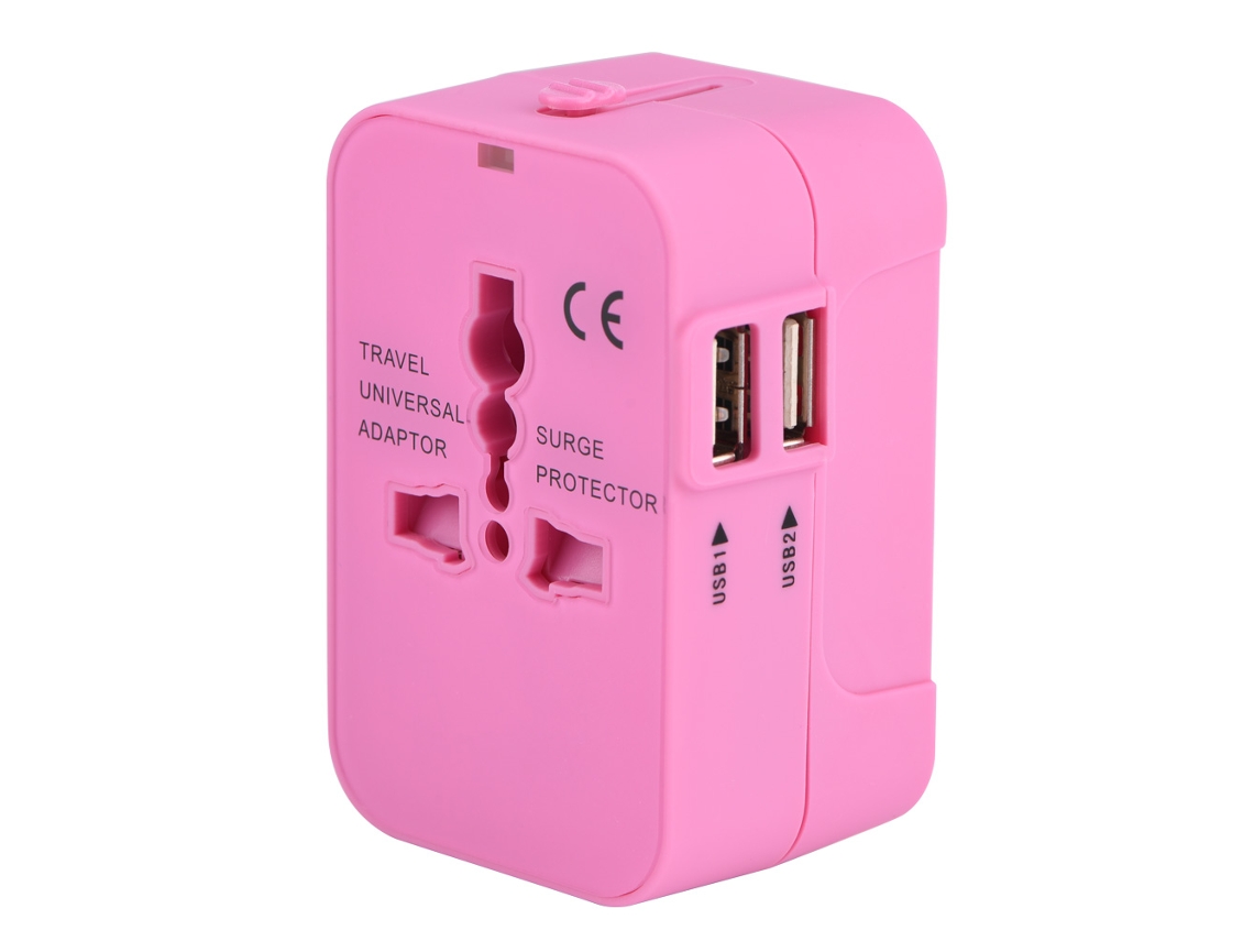 Adaptador de Viagem Vermelho EOOCOO (multifuncional com Usb Duplo)