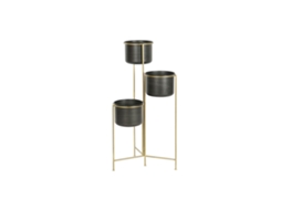 Plantador Dkd Home Decor 30 X 21 X 80 Cm Preto Dourado Metal