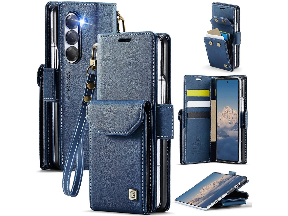 Capa Para Celular Autspace A23 Organ Card Bag Com Proteção Rfid Magnética Em Pu Para Samsung Galaxy Z Fold5 5g