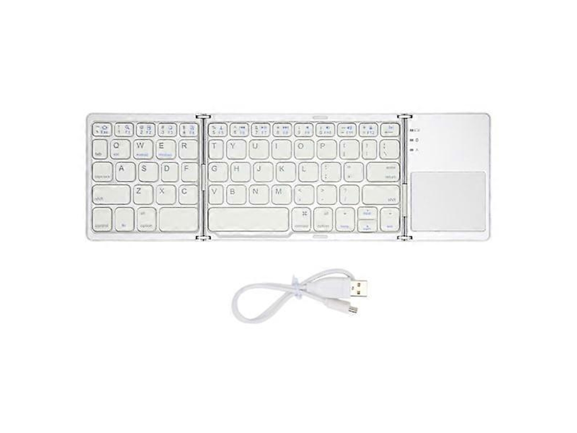 Teclado Bluetooth Dobrável Com 63 Teclas, Ultrafino, Em Metal, Com Touchpad, Compatível Com Windows, Ios E Android, Na Cor Prata. Nostalgia88