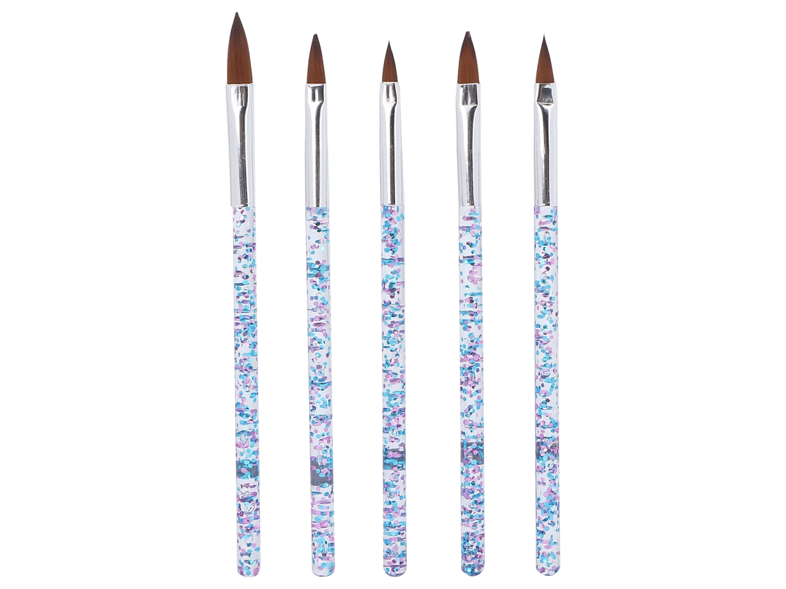 Set De 5 Pinceis Para Arte De Unhas Pintura Desenho Diy Nylon Portátil Para Casa E Salão