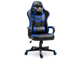 Cadeira Gaming Ergonómica Giratória Apoio Cabeça Azul