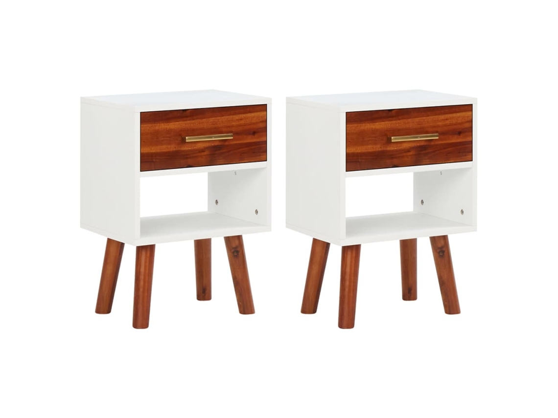 Vidaxl Mesas De Cabeceira 2 Pcs 40x30x57 Cm Madeira De Acácia Maciça