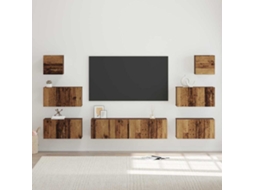 Vidaxl Conjunto De Móvel De Tv 8 Pcs Madeira Antiga Madeira Processada