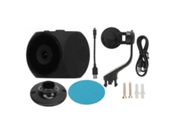 Pequena câmera de segurança Wi-Fi para ambientes internos, ideal para casa e animais de estimação.