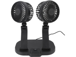 Ventilador Veicular Marhynchus De 10w Com Motor Duplo, Velocidades Ajustáveis, Silencioso, Usb E Com Duas Cabeças Preto