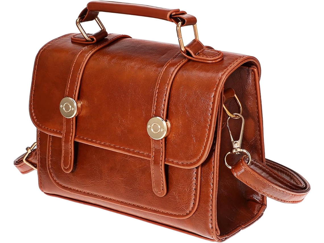 Bolsa De Ombro Feminina Marrom Em Pu Com Grande Capacidade E Alças Acolchoadas, Estilo