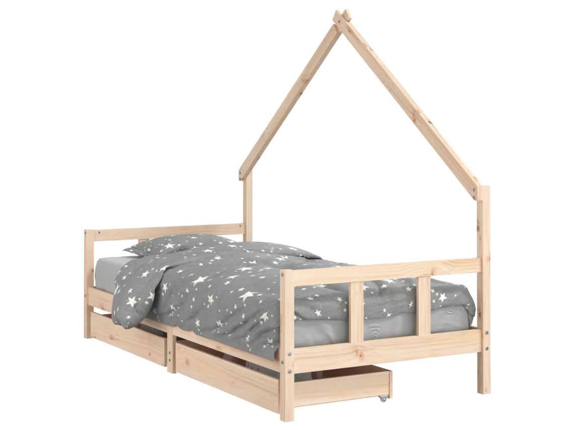 Kids Bed Frame, Kids Bed Frames Vidaxl Marrom Madeira De Pinho (90 X 200 Cm)