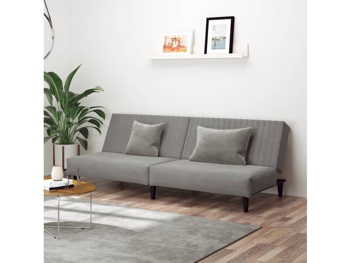 Vidaxl Sofá-cama De 2 Lugares Veludo Cinzento-claro