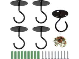 Conjunto de 4 suportes de parede de metal para vasos de flores, gancho de teto resistente a mofo para pendurar plantas, lanternas e comedouros de pássaros.