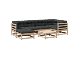 Conjunto 7 sofás de jardim com almofadões VIDAXL pinho maciço