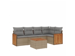 Maison Exclusive - 6 Pcs Conjunto De Sofás P/ Jardim Com Almofadões Vime Pe Bege