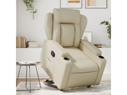 Poltrona reclinável elevatória couro artificial cor creme