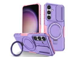 Capa Zruxe Compativel Com Samsung Galaxy S24 5g (sliding Camshield Magsafe Holder - Tpu Hybrid Pc - Rosa - Roxo)
