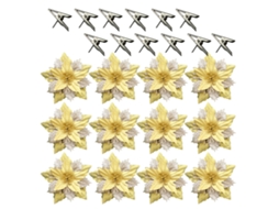 Conjunto de 12 Flores Natalinas Champagne Gold LAXISCREED