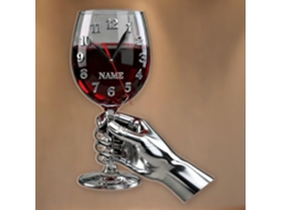 Relógio De Parede Personalizado Com Tema De Taça De Vinho, Relógio Personalizado Com Nome, Decoração Para Ou E
