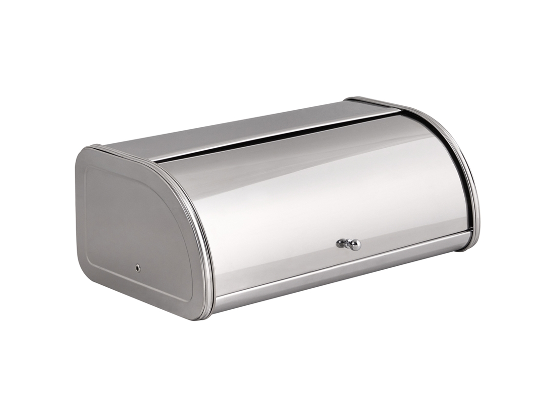 Panera Con Tapa Enrollable Beliani Delectation De Acero Inoxidable Plateado 45x26x17