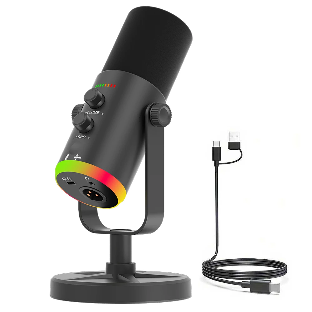 Microfone Dinâmico Usb/xlr Para Pc, Com Botão De Silenciamento.