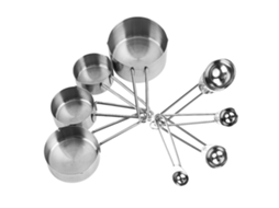 Conjunto 8 Peças Copo e Colher de Medição Inox | S/MARCA