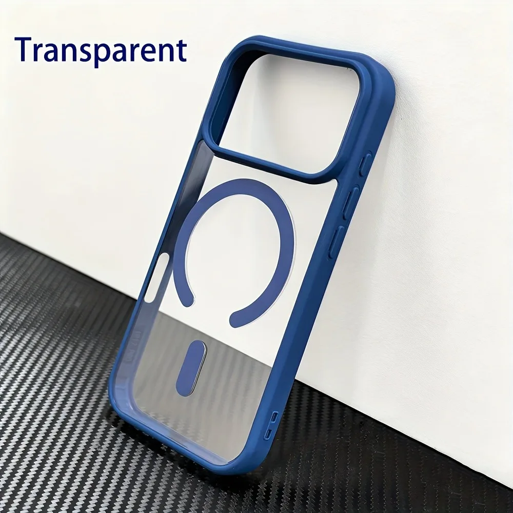 Capa Transparente Magnética Magsafe Para Iphone (azuis, Iphone 15 Pro Max), Compatível Com Carregamento Sem Fio.
