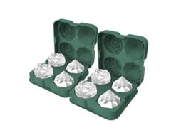Forminhas de gelo Nova Line, silicone premium, 2 pack, forma de rosa e diamante, 6,35cm, verde | S/MARCA