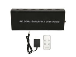Switch De Interface Multimídia Hd 4k 4 Em 1 Com Controle Remoto Para Laptops Tvs Plug Us 100‑240v