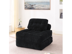 Poltrona-cama Dobrável E Descapotável Com Almofada E Apoio Para As Costas, Preta