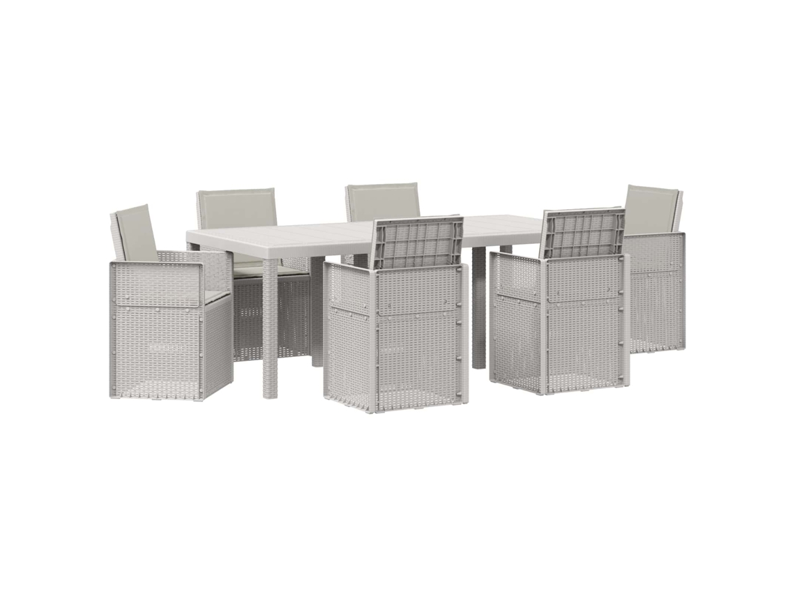 Maison Exclusive - Conjunto De Jantar Para Jardim 7 Unid. Branco E Cinzento-claro