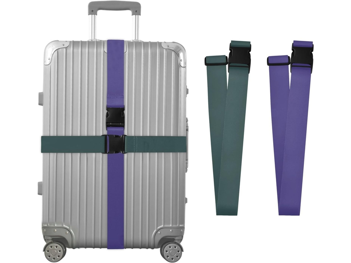 Conjunto De 2 Cintas Bagagem Cinza Ardósia Escuro Verde Ajustáveis Para Mala Bolsa Acessórios Viagem