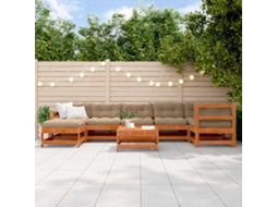 Vidaxl Conjunto De Lounge De Jardim 8 Unid. Castanho Encerado
