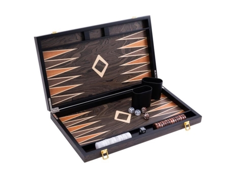 ENGELHART- 250545 Gamão Deluxe de 18 Polegadas Folheado e Verniz de Ébano Marrom