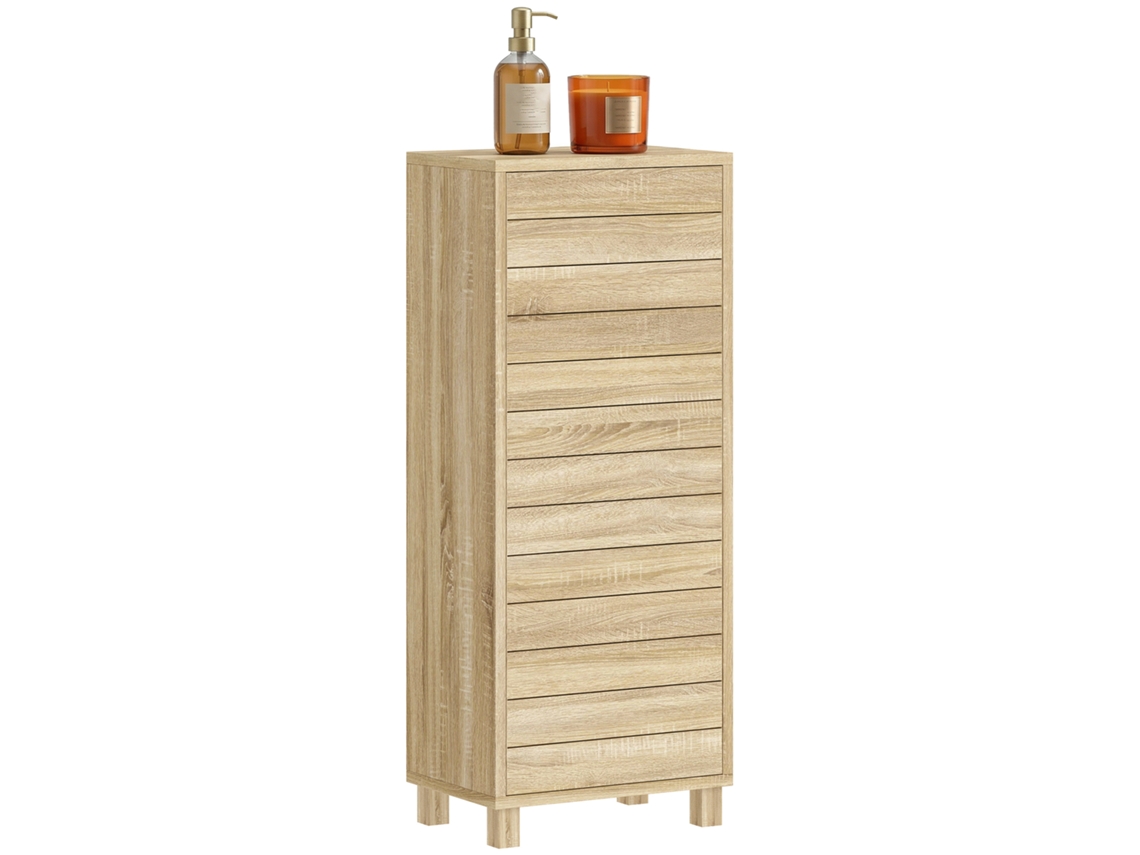 Armário Banheiro Madeira Prateleira Ajustável Porta Ripada 84cm