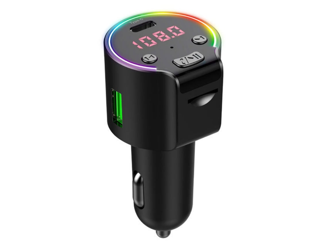 Transmissor Fm Música Mp3 Player Tipo C Qc3.0 Carregamento Rápido Carregador de Carro Usb Compatível com Bluetooth 5.0 Handsfree Car Kit Preto ENZONS