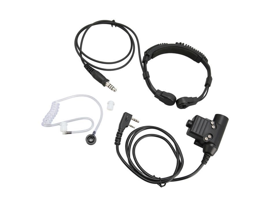 HURRISE Fone de Ouvido para Microfone Fones de Ouvido Telescópicos para Garganta com Rádio 2 Vias com U94 Ptt Para