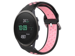 Bracelete para Smartwatch para Suunto 5 Peak 22mm esportiva respirável perfurada de silicone (preto + rosa)