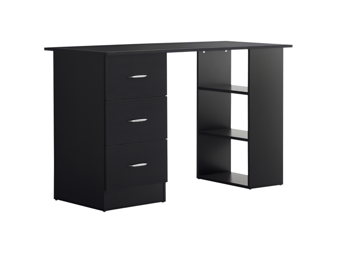 Escrivaninha Compacta 120x50 Cm Com Armazenamento, Mesa De Computador Com Gavetas E Prateleiras, Preta Bga Store