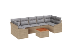 Conjunto 8 Sofá De Jardim Vidaxl Bege Vime Pe (55 X 55 X 37 Cm)