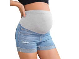 Shorts Jeans de Maternidade Femininos, Cintura Alta Ajustável para Suporte Durante a Gravidez, Azul Claro, XL PANOONA