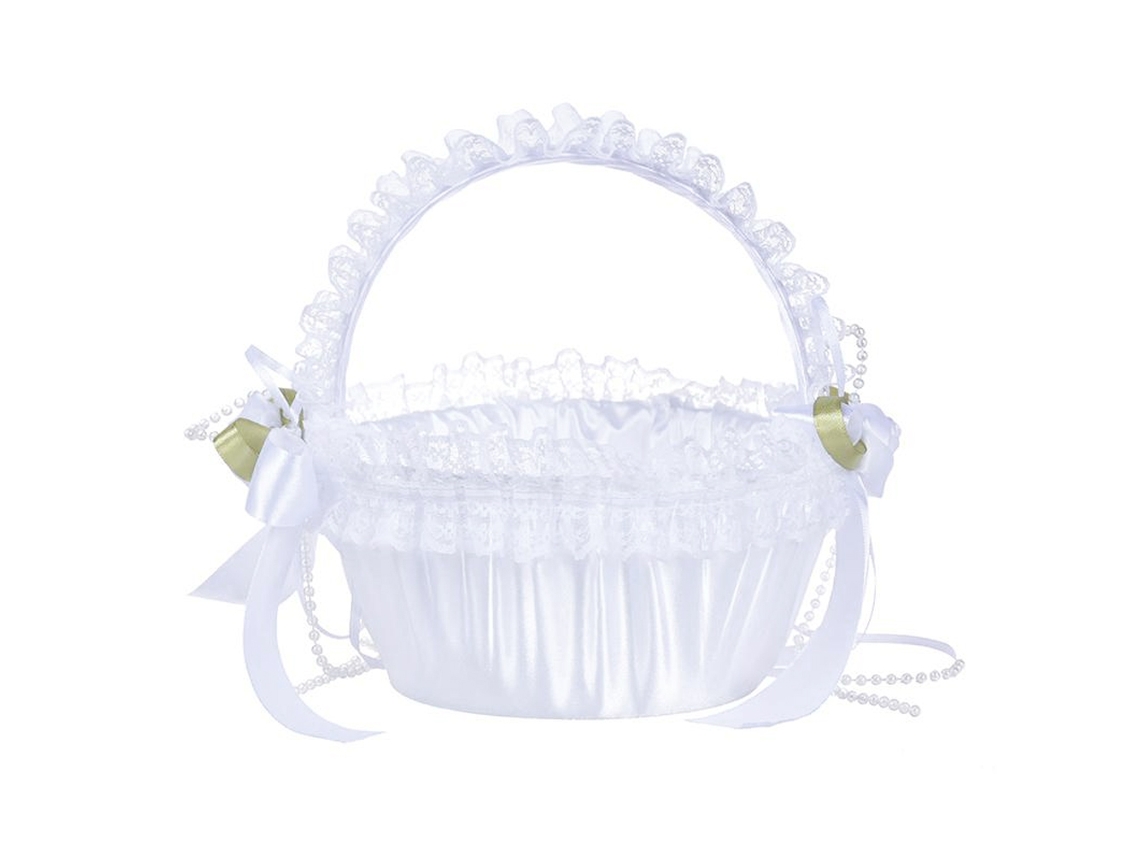 Cesto De Florzinha De Casamento Grande Com Renda Decorada Elegante