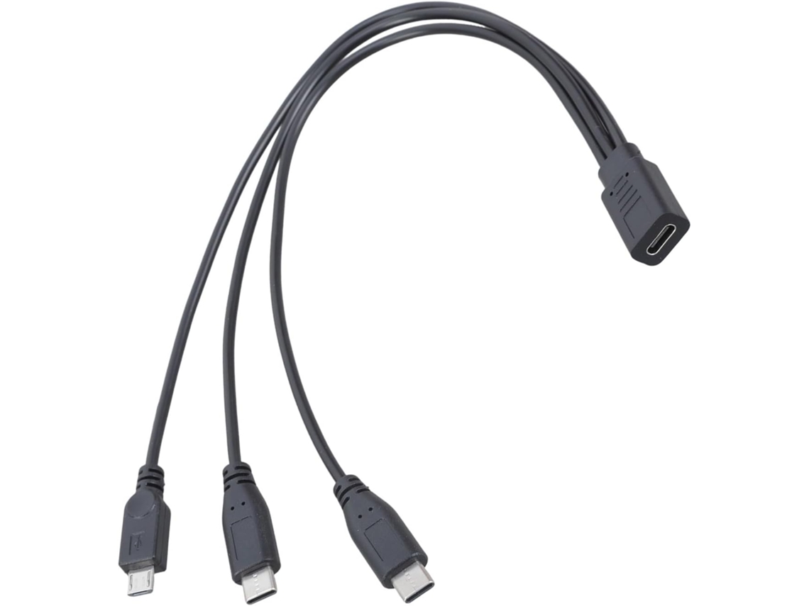 Cabo Adaptador Usb-c Fêmea Para 2 Conectores Tipo-c E Usb Macho De 5 Pinos Para Celular E Tablet.