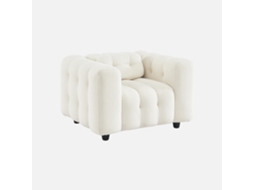 Poltrona de couro texturizado, 1 assento, branco doce